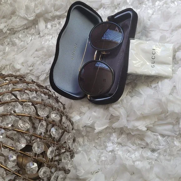 Gucci Round Sunglasses GG0061S Black/Gold - Picture 5 of 6